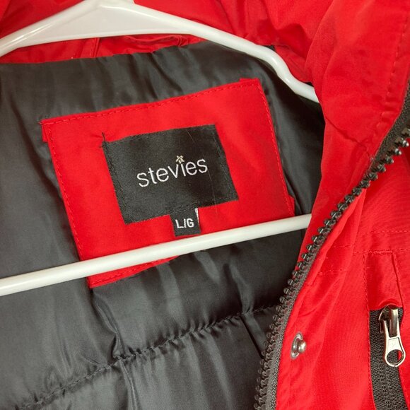 Steve Madden Girls sz L 16 Red Warm Winter Jacket Faux Fur Hood - Picture 6 of 8